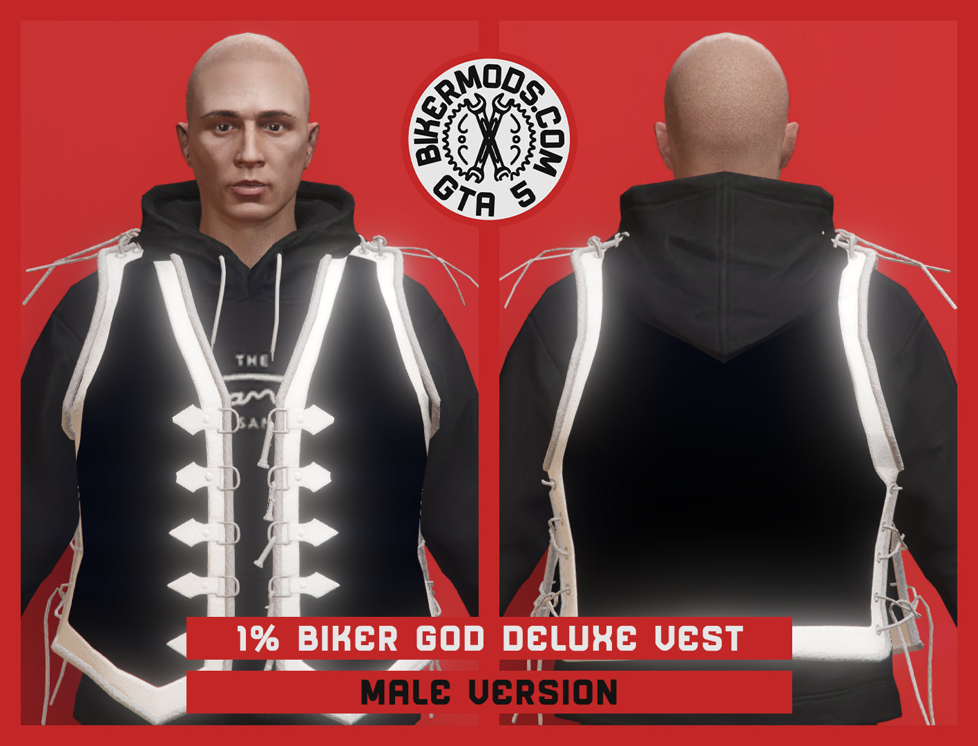 1% Biker God Deluxe Vest (Male) Two-Tone Open Style