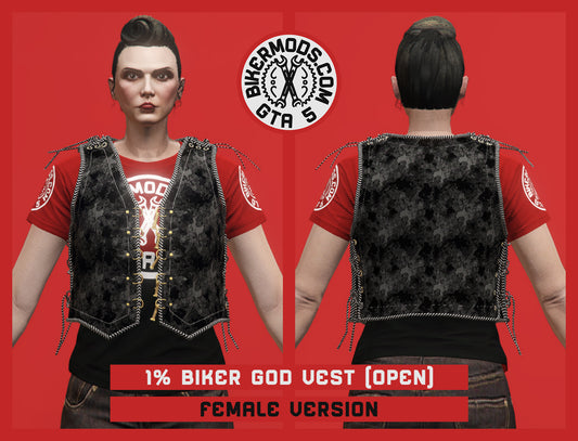 1% Biker God Vest Open Style (Female) Black