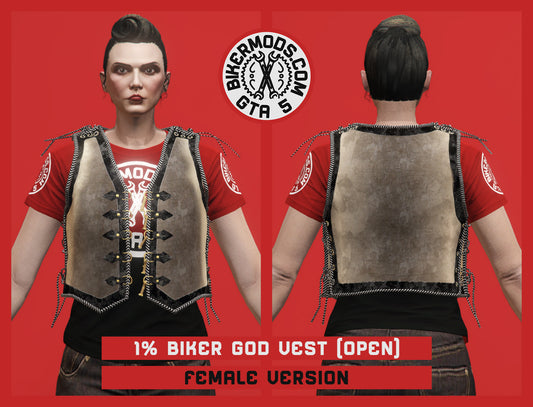 1% Biker God Vest Open Style (Female) Brown and Black Trim