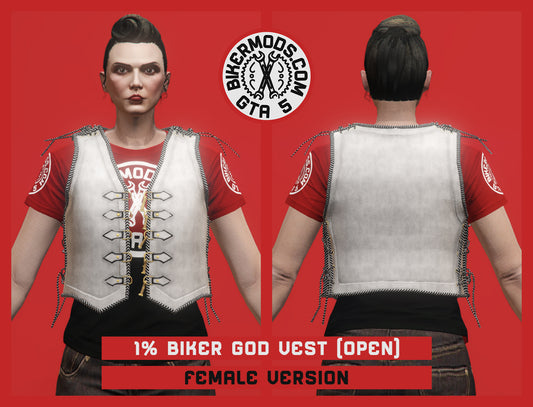 1% Biker God Vest Open Style (Female) White