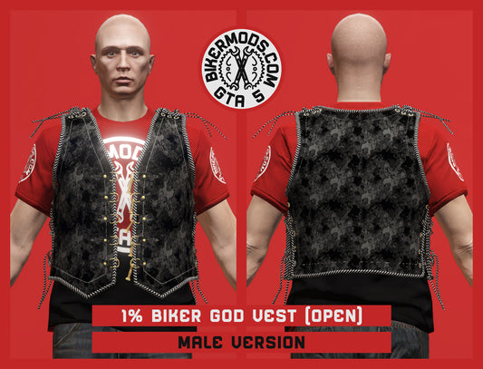1% Biker God Vest Open Style (Male) Black