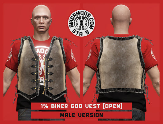 1% Biker God Vest Open Style (Male) Brown and Black Trim