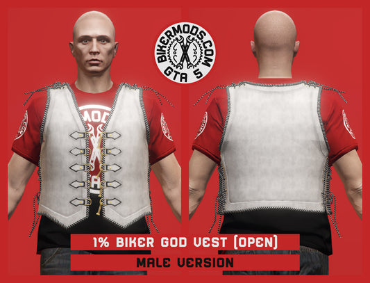 1% Biker God Vest Open Style (Male) White