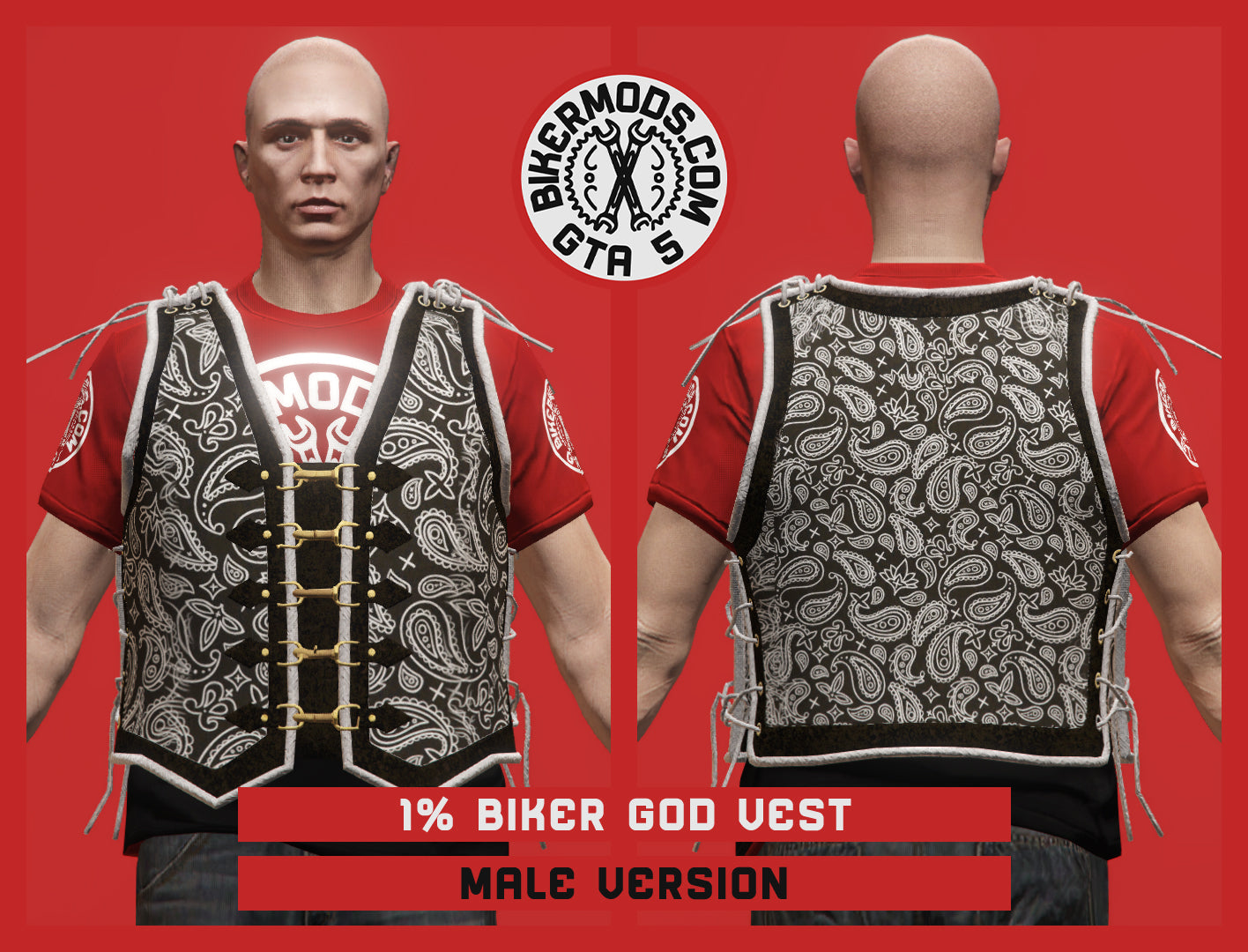 1% Biker God Vest (Male) Bandana Pattern