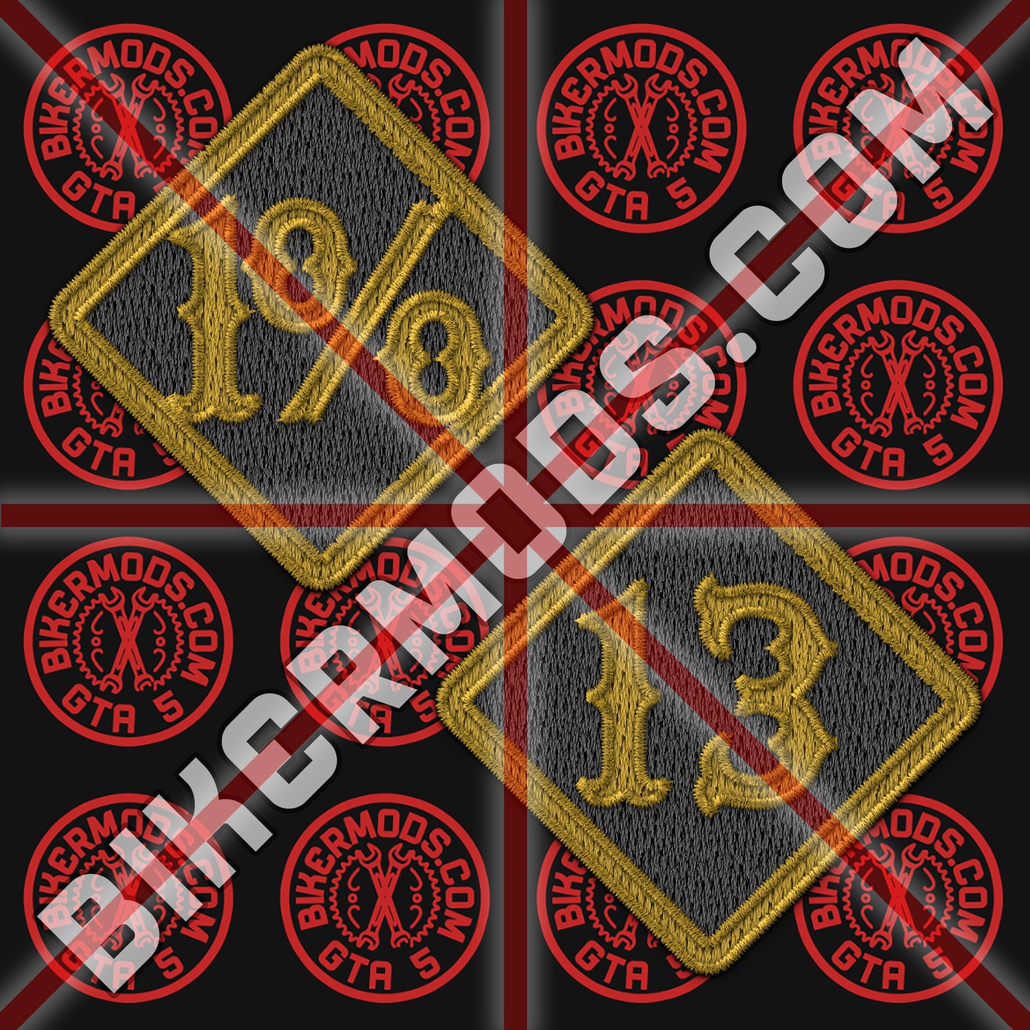 1% and 13 Patch Set (Black and Gold)