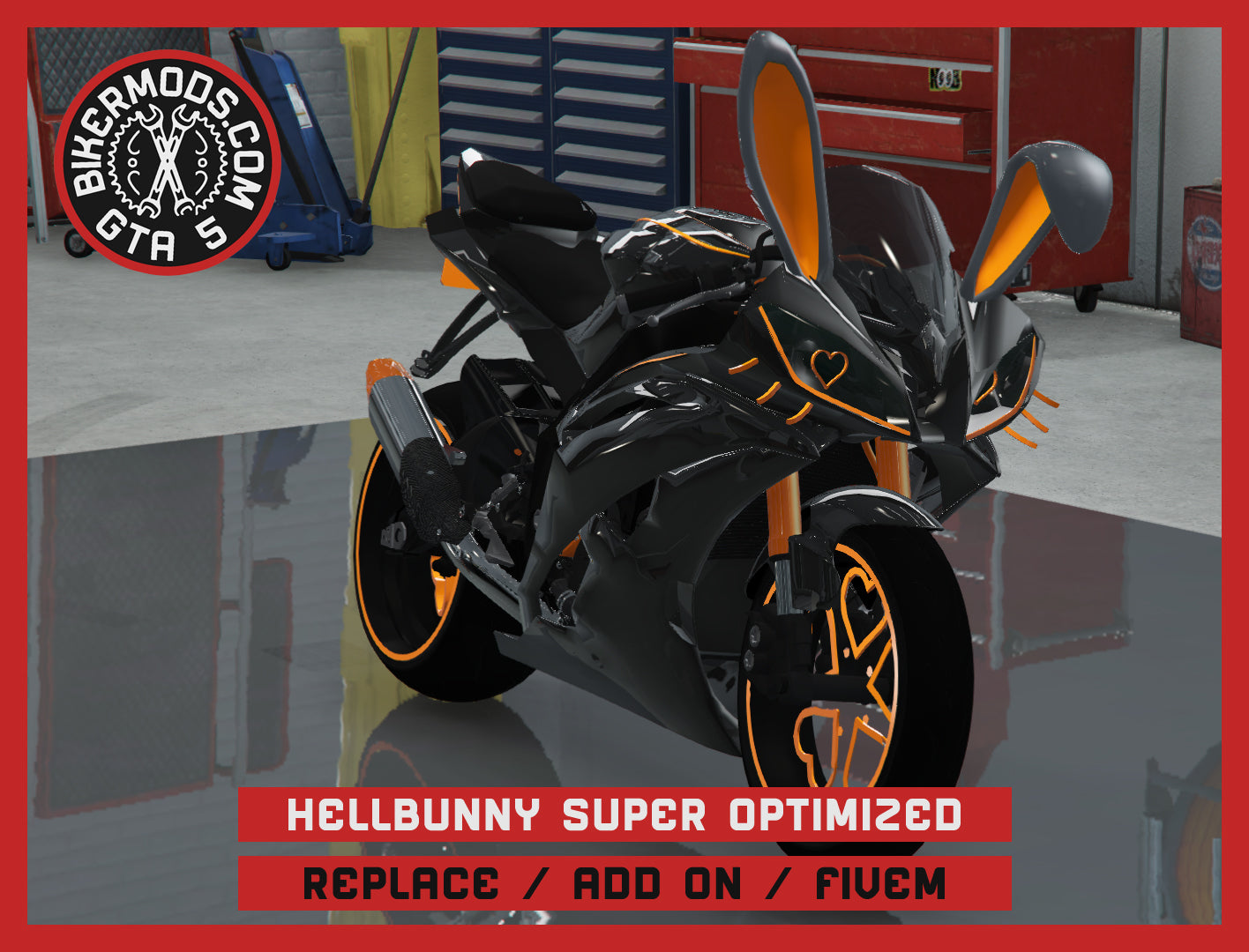 Custom Hellbunny Bike Super Optimized (Replace / Add On / FiveM) 156k Poly