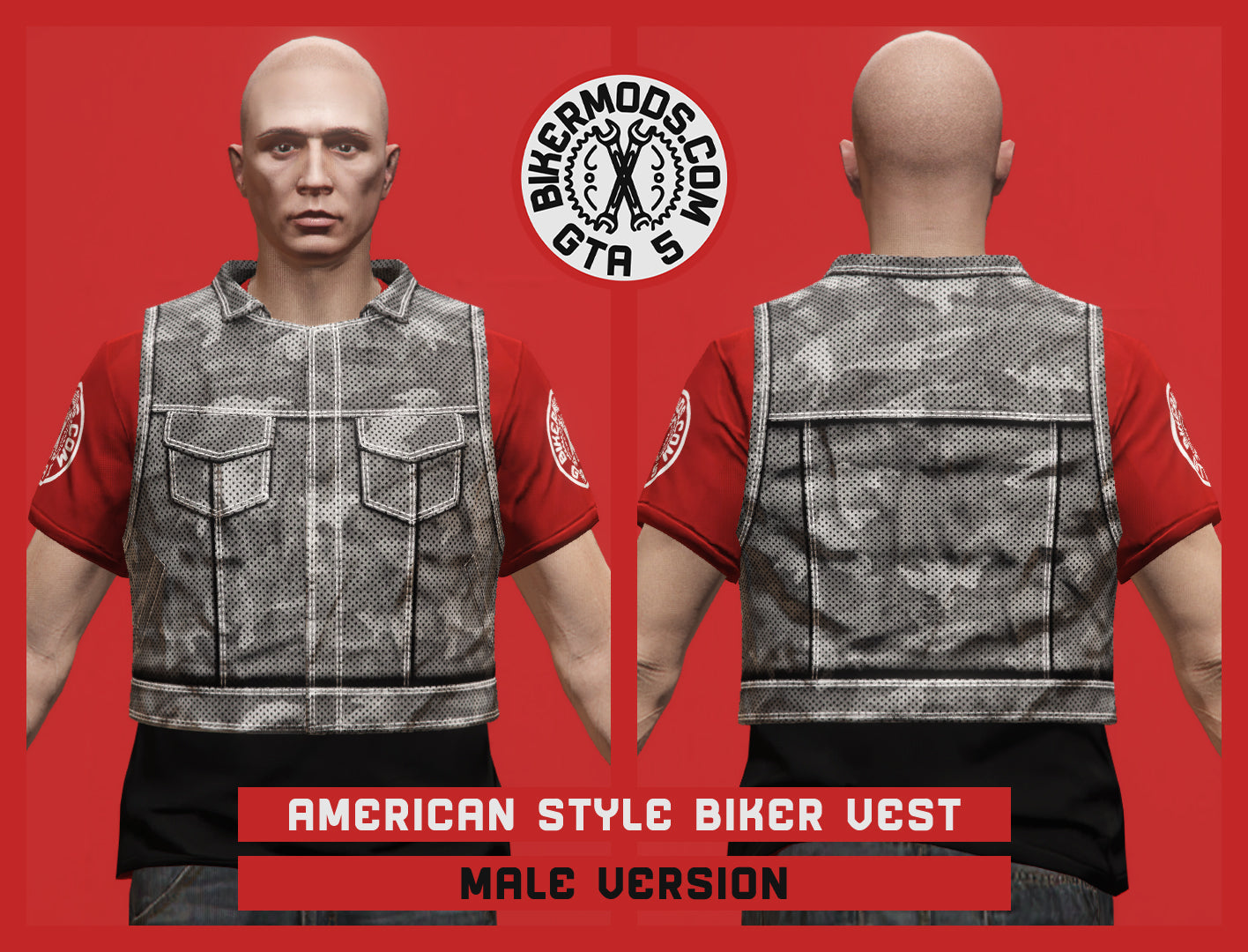 American Style Biker Vest (Male) Urban Camo
