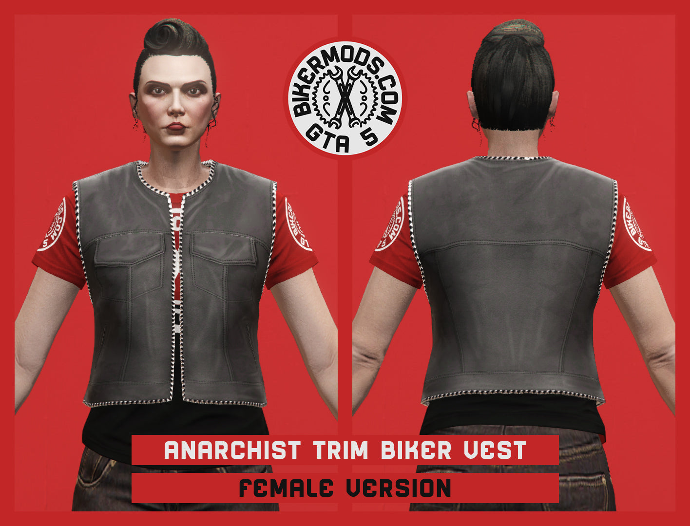 Anarchist Trim Biker Vest (Female) Open Style