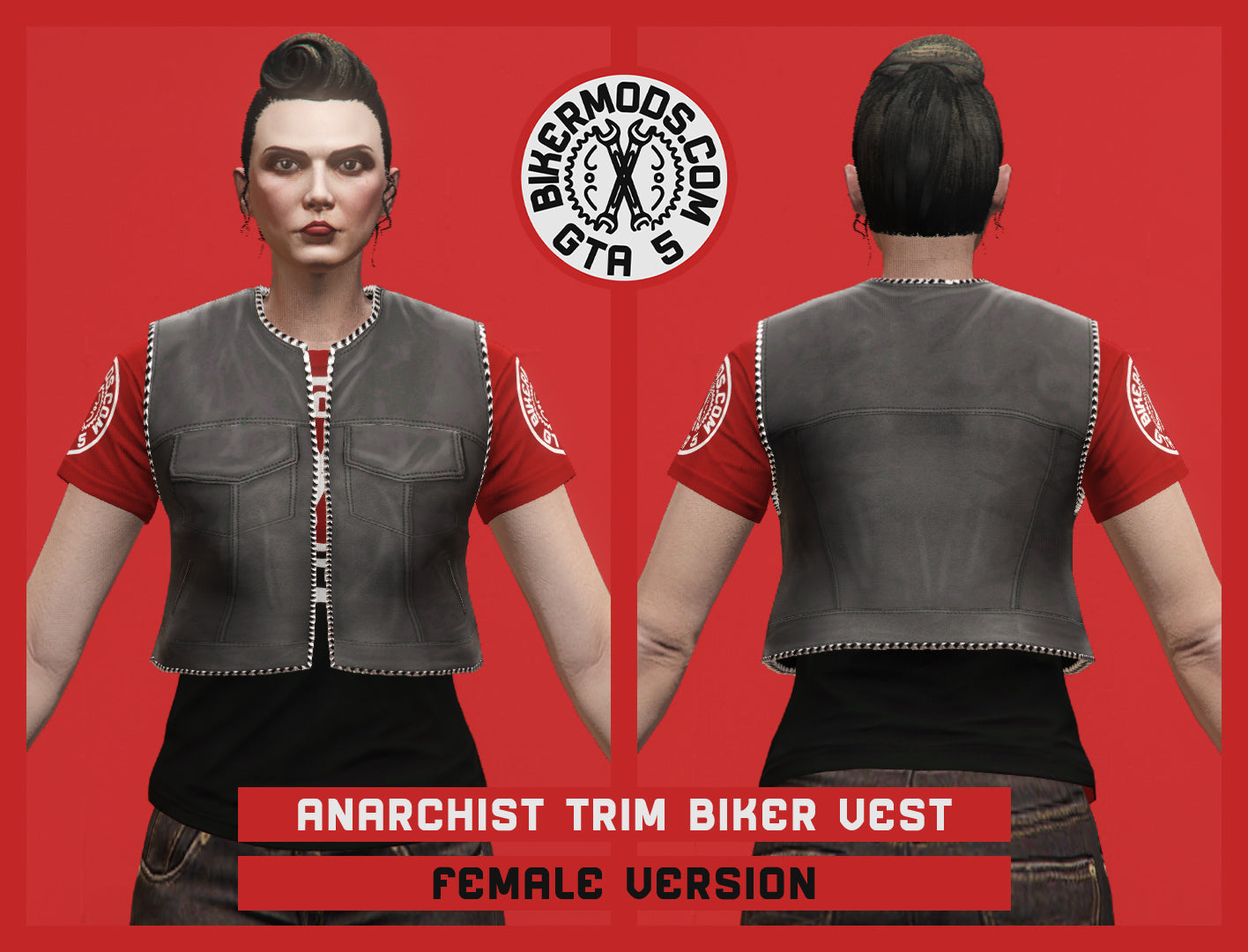 Anarchist Trim Biker Vest (Female) Shorty Style