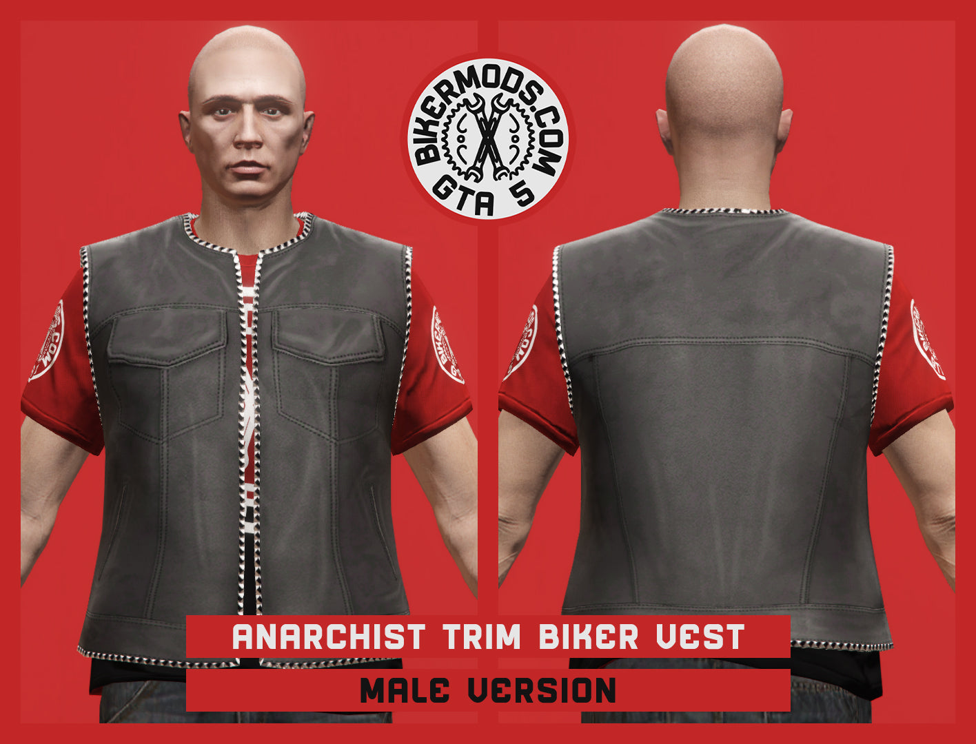 Anarchist Trim Biker Vest (Male) Open Style