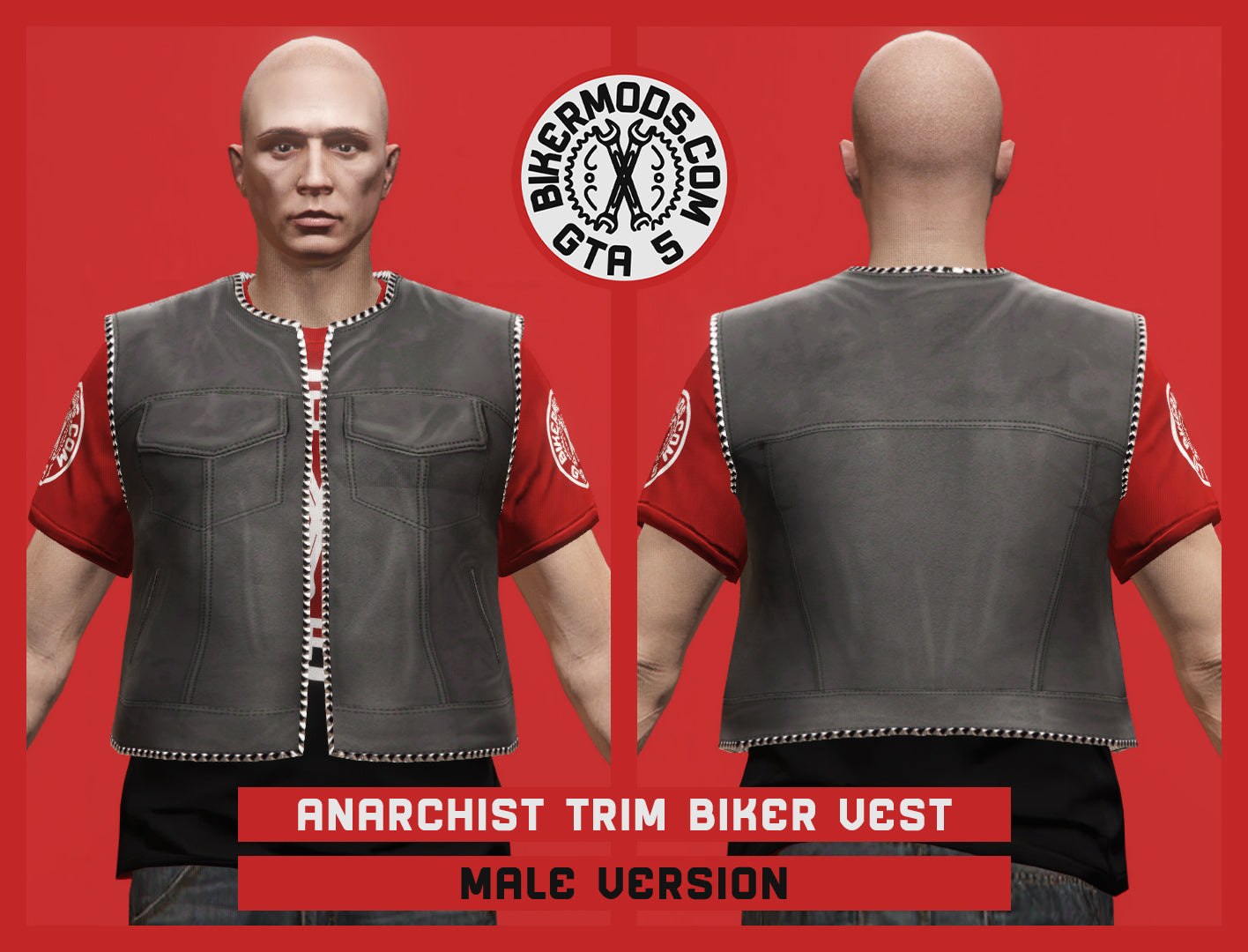 Anarchist Trim Biker Vest (Male) Shorty Style