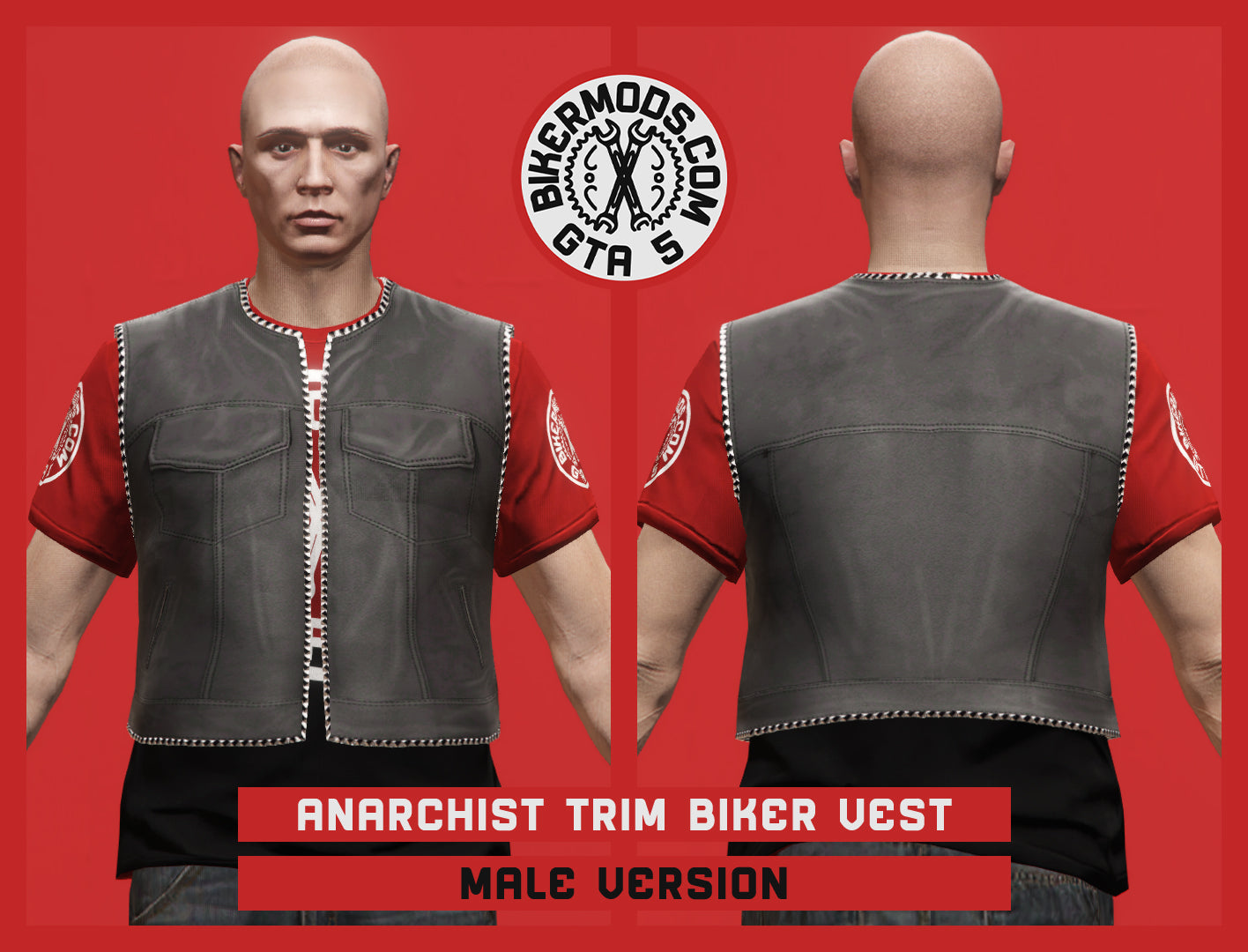 Anarchist Trim Biker Vest (Male) Slim Style