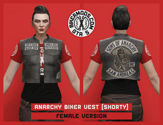 Anarchy Biker Vest (Female) Shorty Style (Sons of Anarchy MC Member)