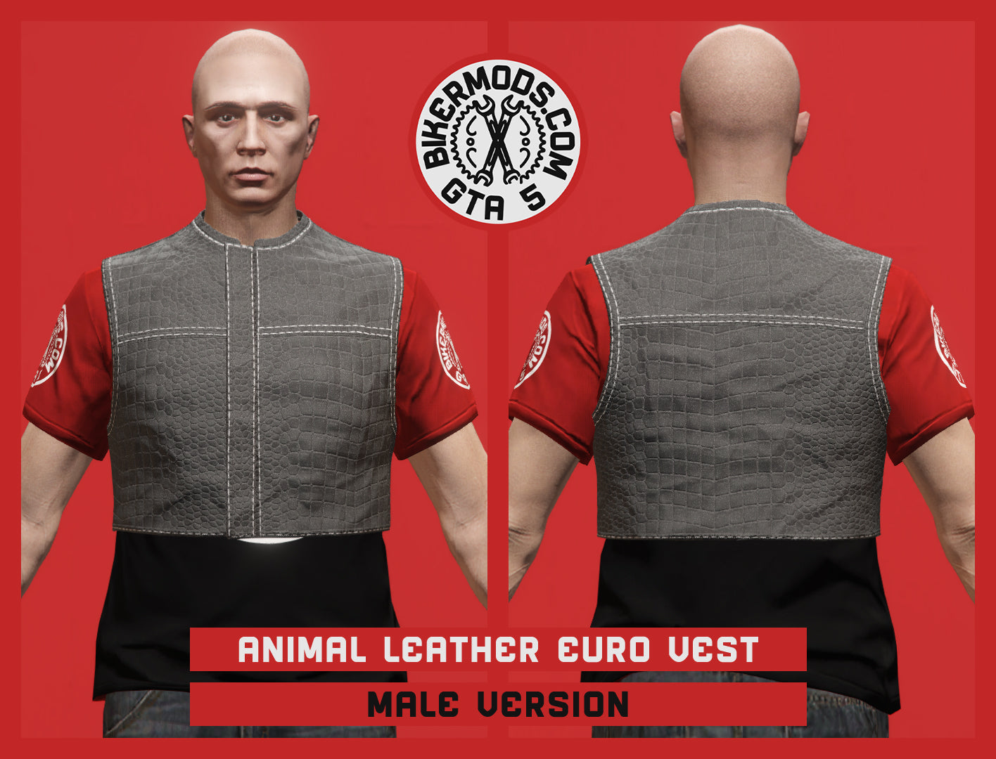 Animal Leather Euro Shorty Style Vest (Male)