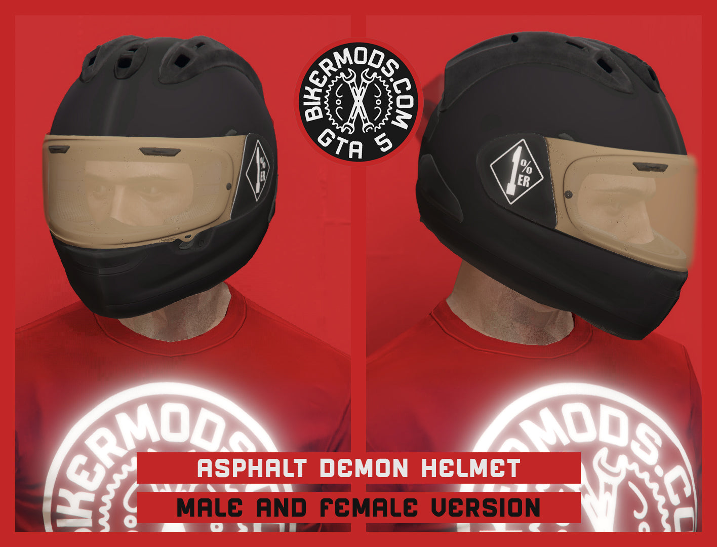 Asphalt Demon Biker Full Helmet (Closed Visor) Stealth Custom