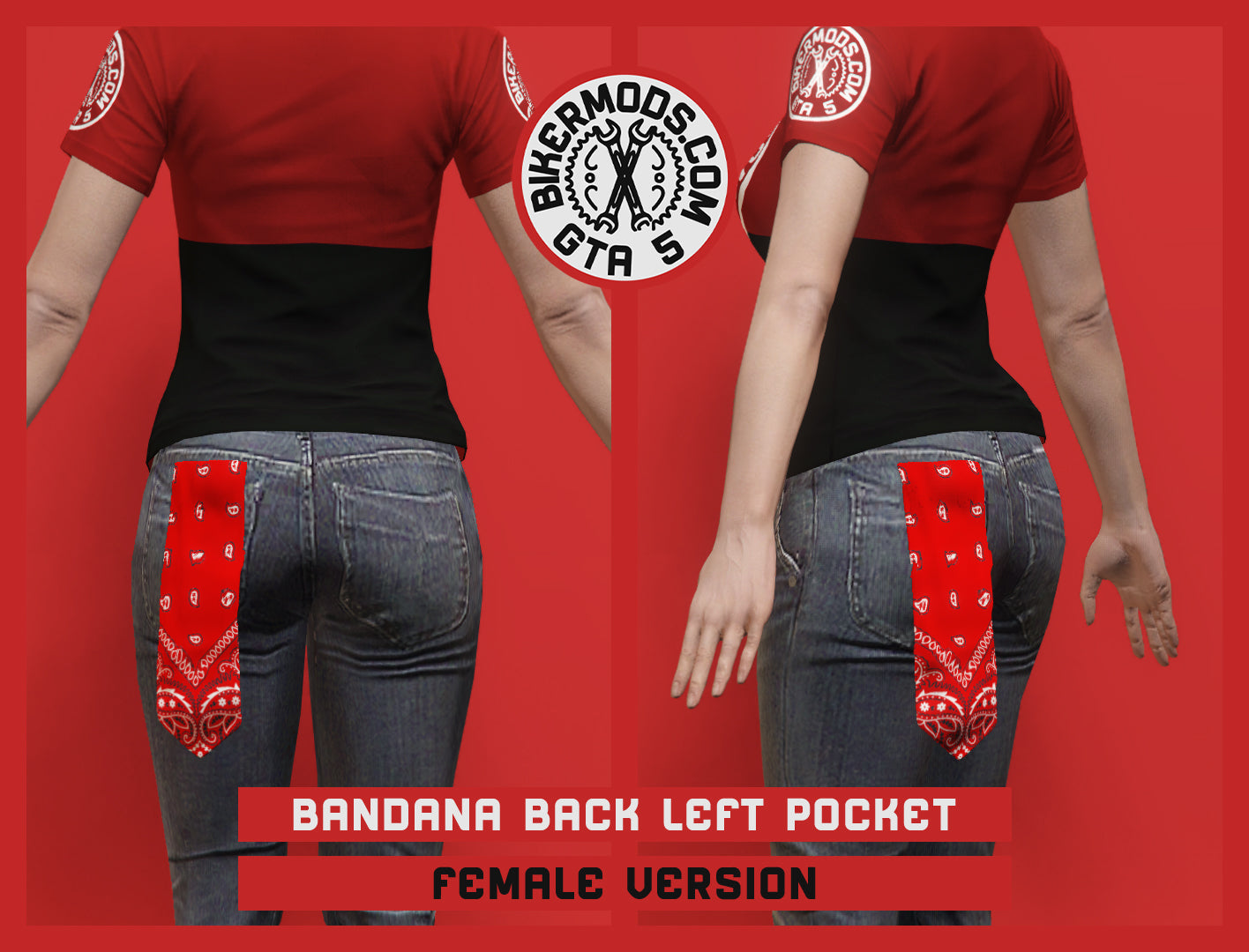 Bandana Back Left Pocket (Female) 15 Colors Included