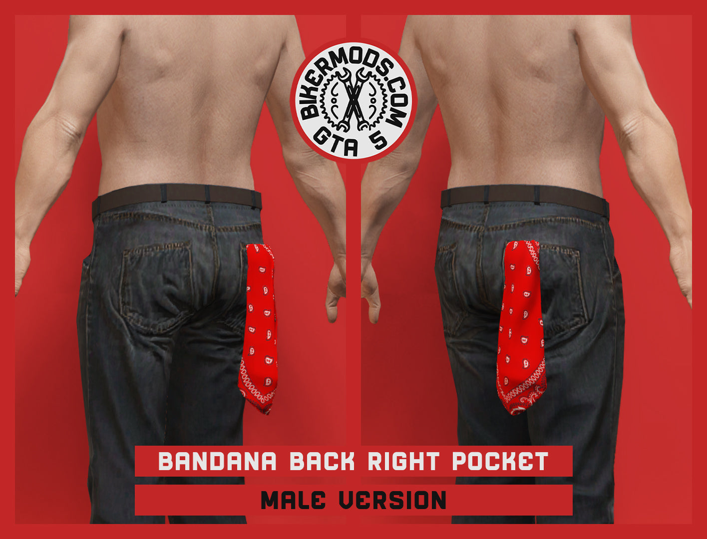 Bandana Back Right Pocket (Male) 15 Colors Included