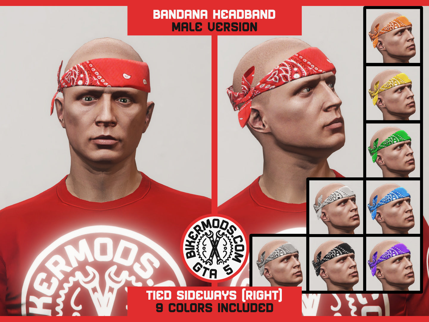 Bandana Headband Tied Sideways Right (Male)