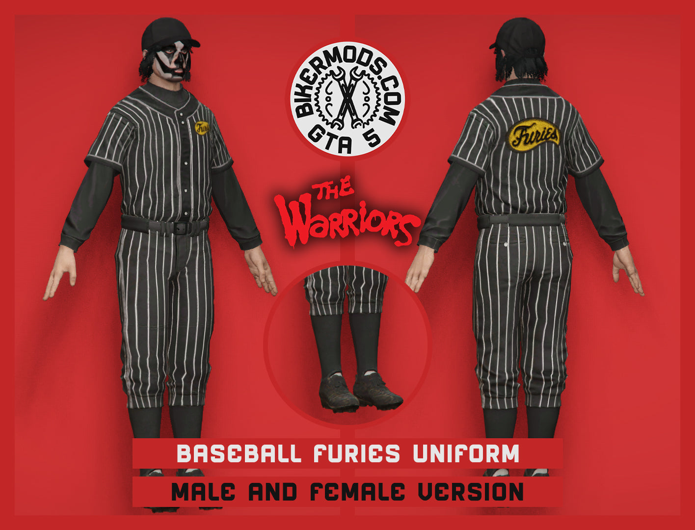 Baseball Furies Uniform (Male and Female) Alternate Black Version