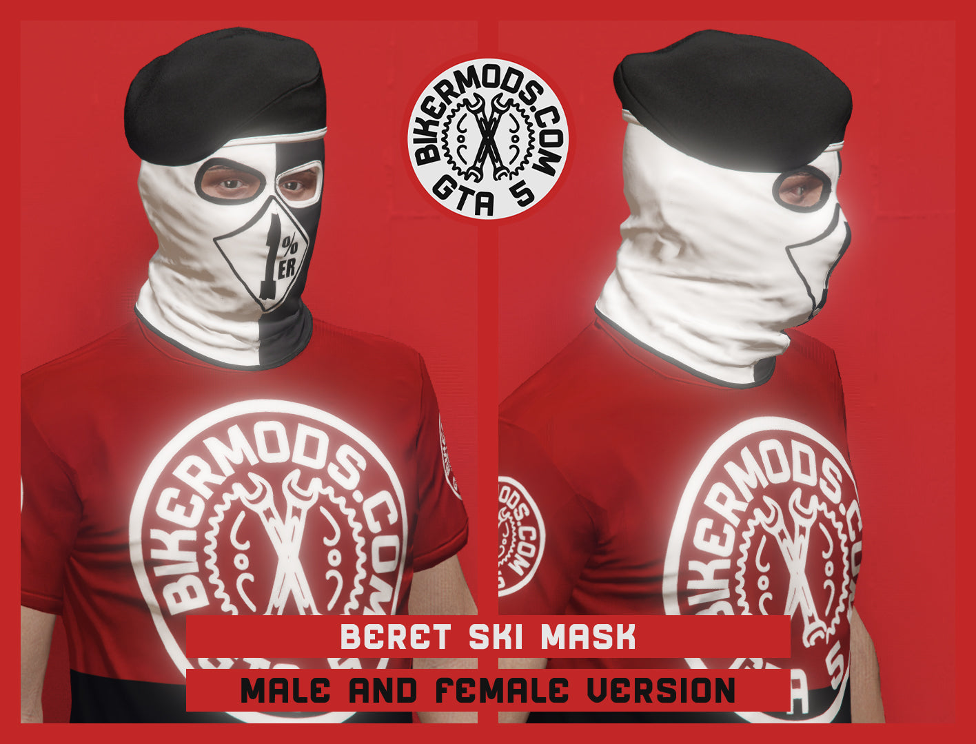 Beret Ski Mask Two Tone 1% Style