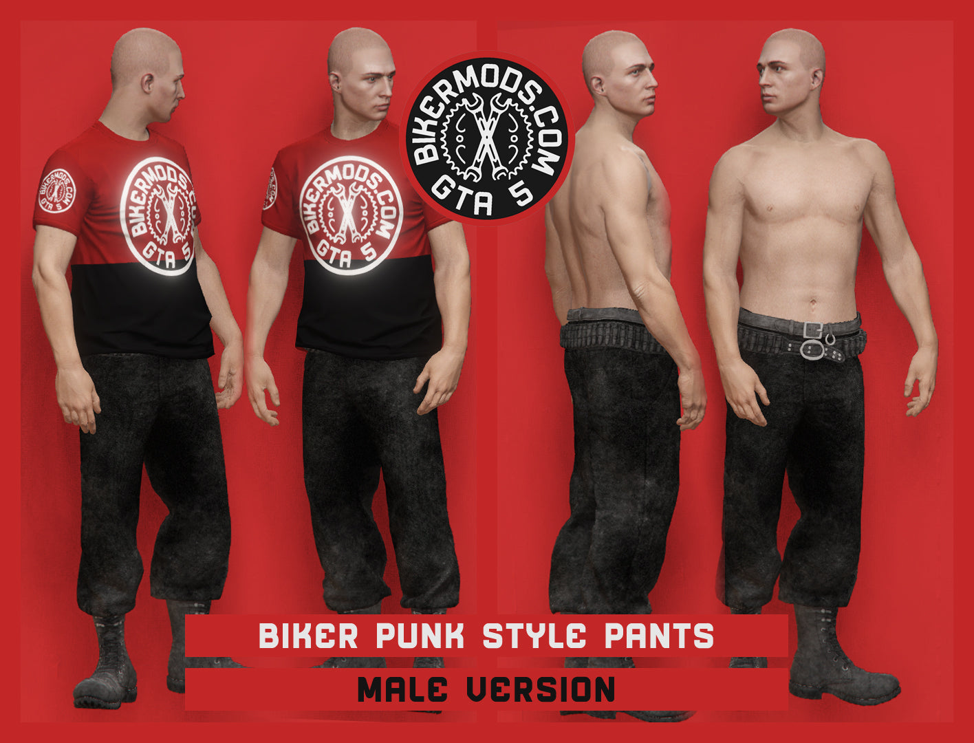 Biker Punk Style Black Pants (Male)