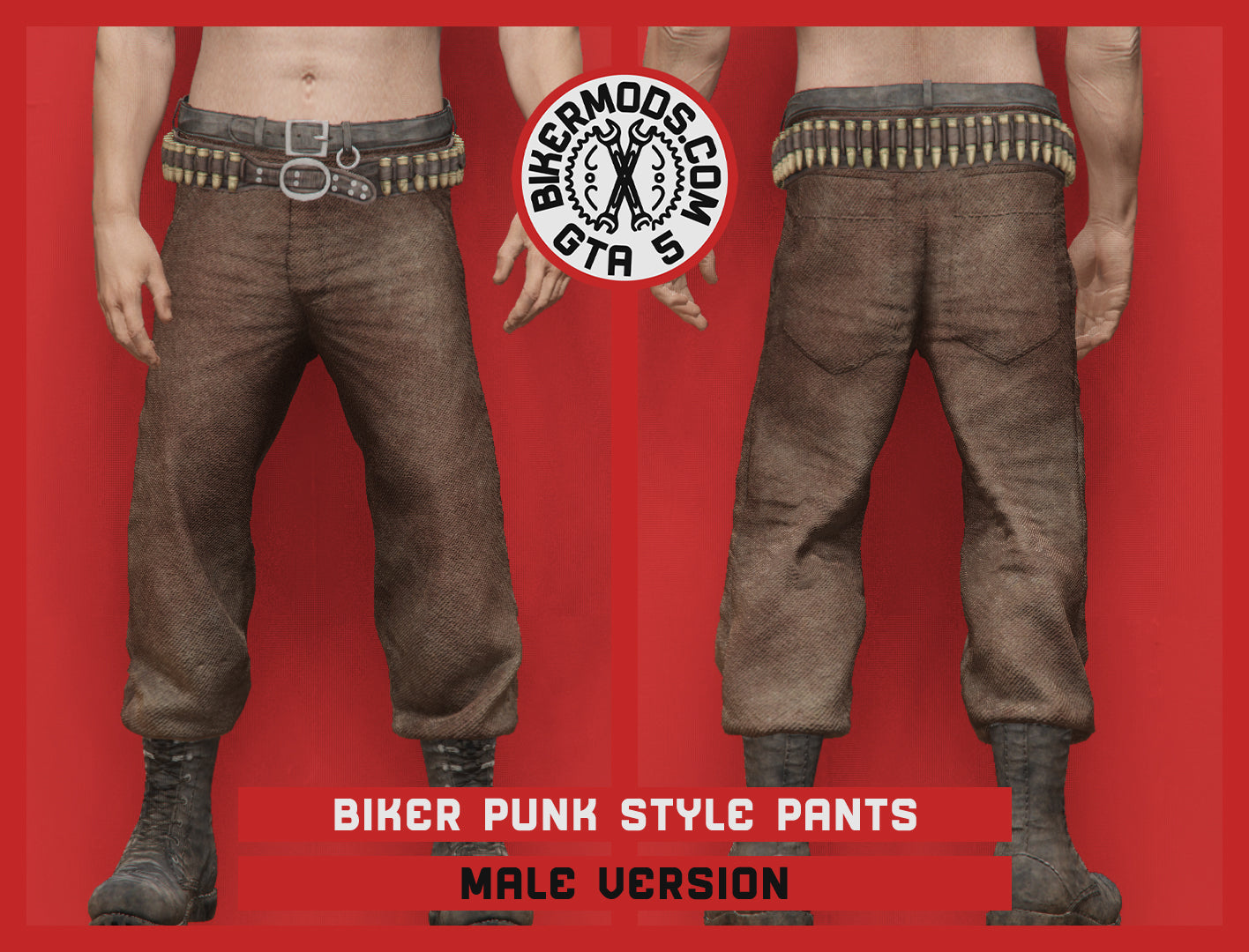 Biker Punk Style Pants (Male) with Boots