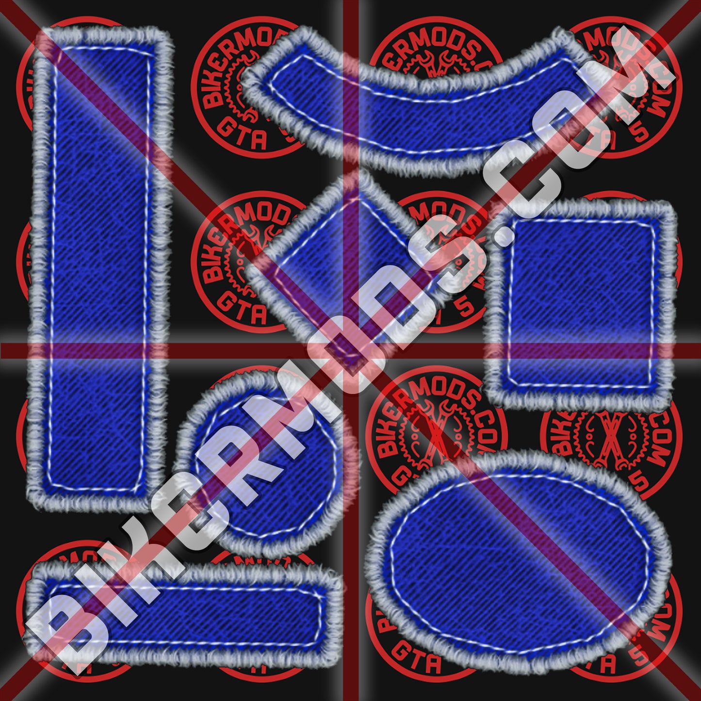 Biker Shapes Pack (Blue) Canvas Embroidery Style