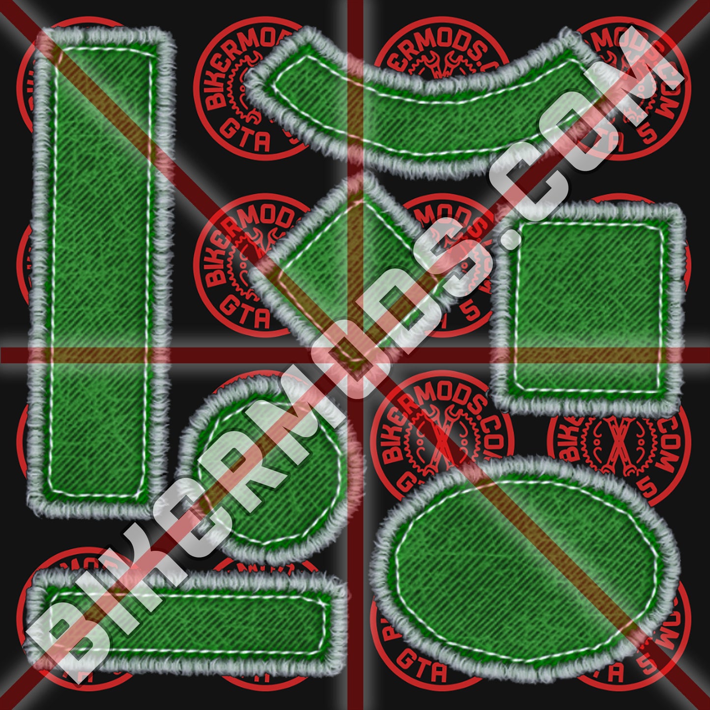Biker Shapes Pack (Green) Canvas Embroidery Style