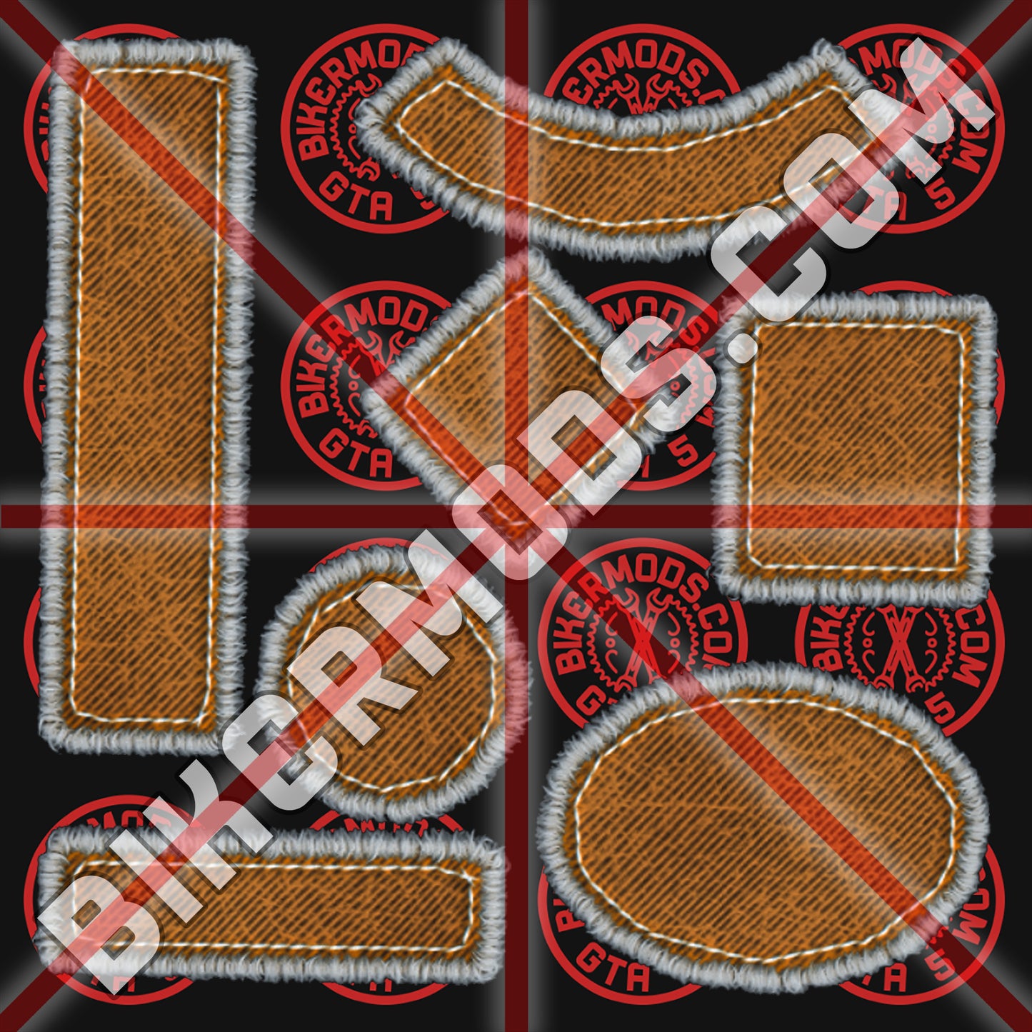 Biker Shapes Pack (Orange) Canvas Embroidery Style