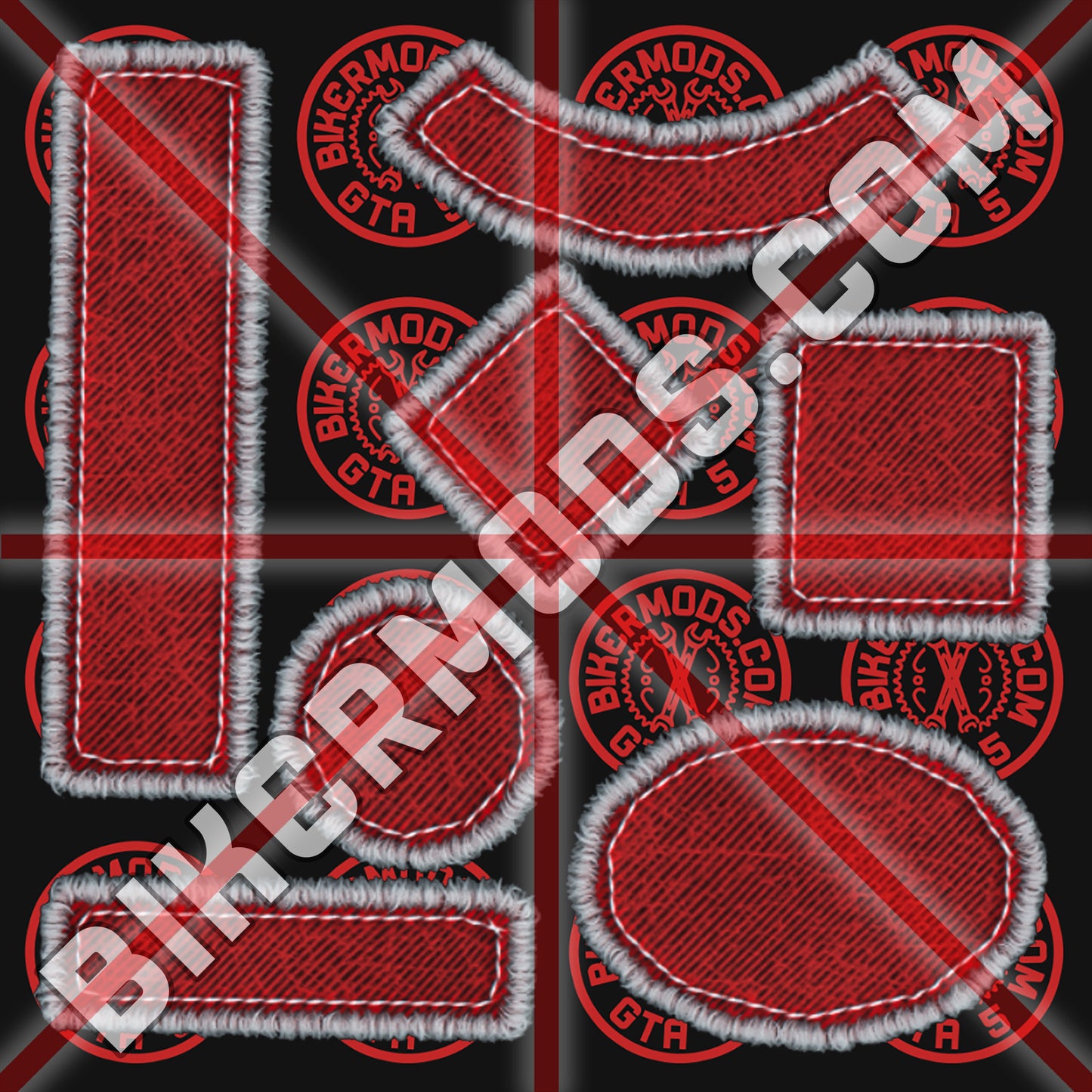 Biker Shapes Pack (Red) Canvas Embroidery Style