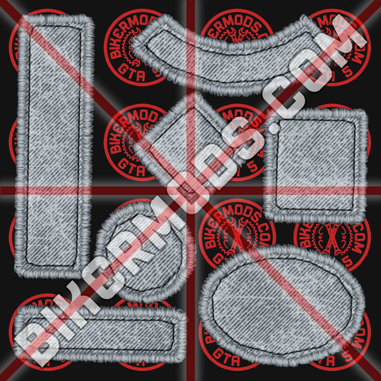 Biker Shapes Pack (White) Canvas Embroidery Style