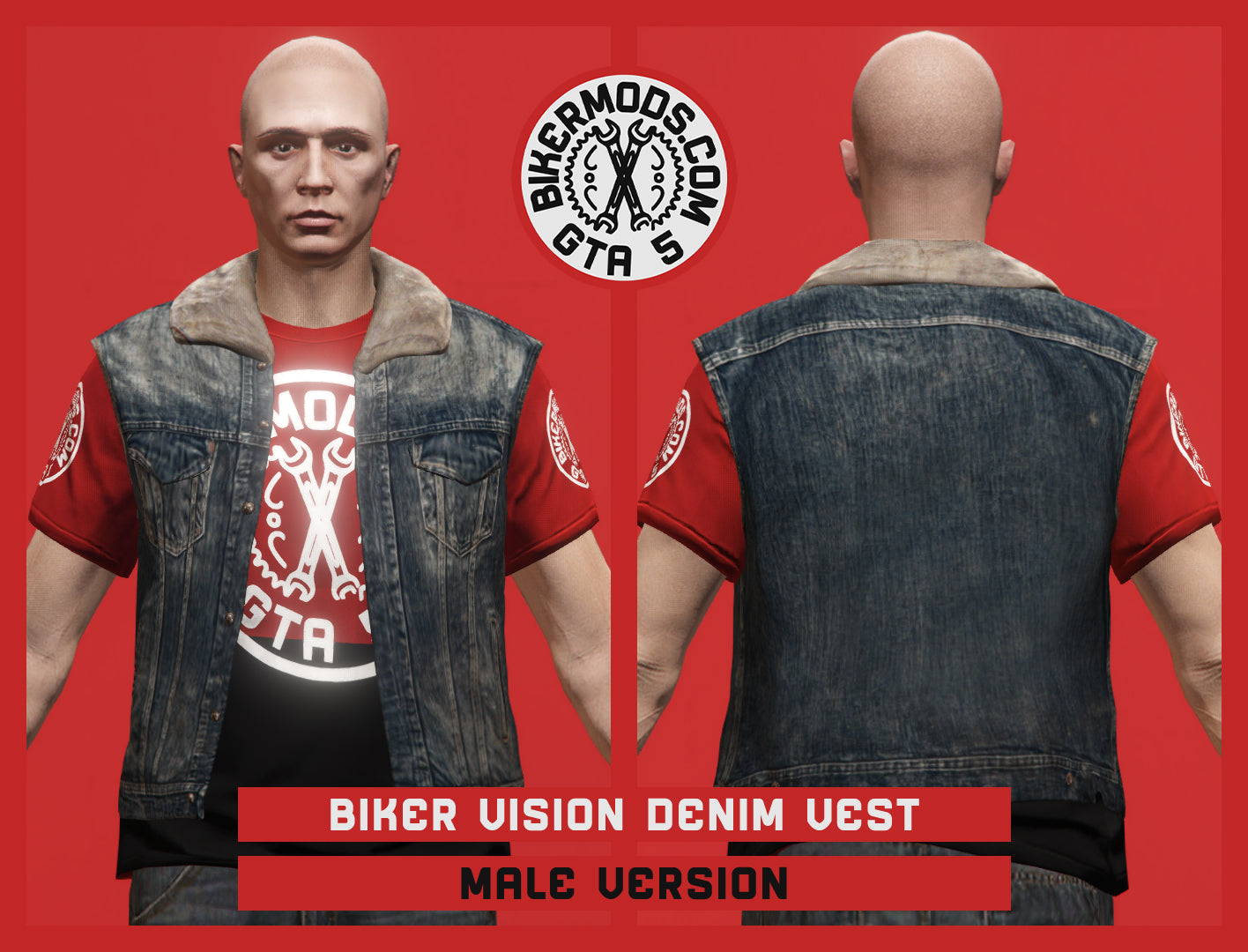 Biker Vision Denim Vest (Male)