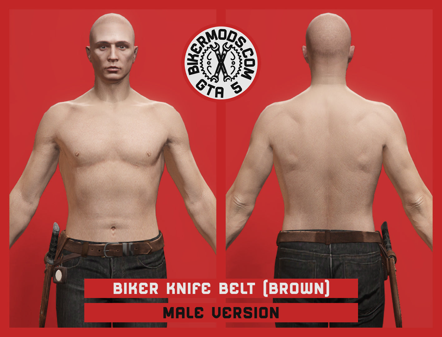 Brown Biker Knife Belt (Male)