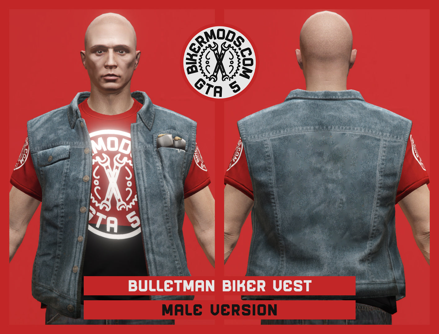 Bulletman Blue Biker Vest (Male)