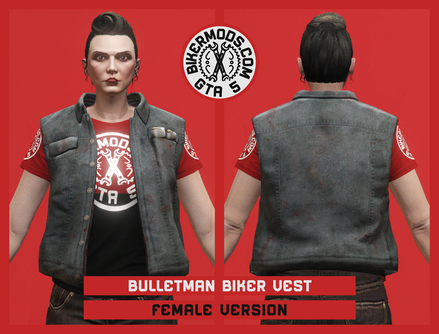 Bulletman Gray Biker Vest (Female)