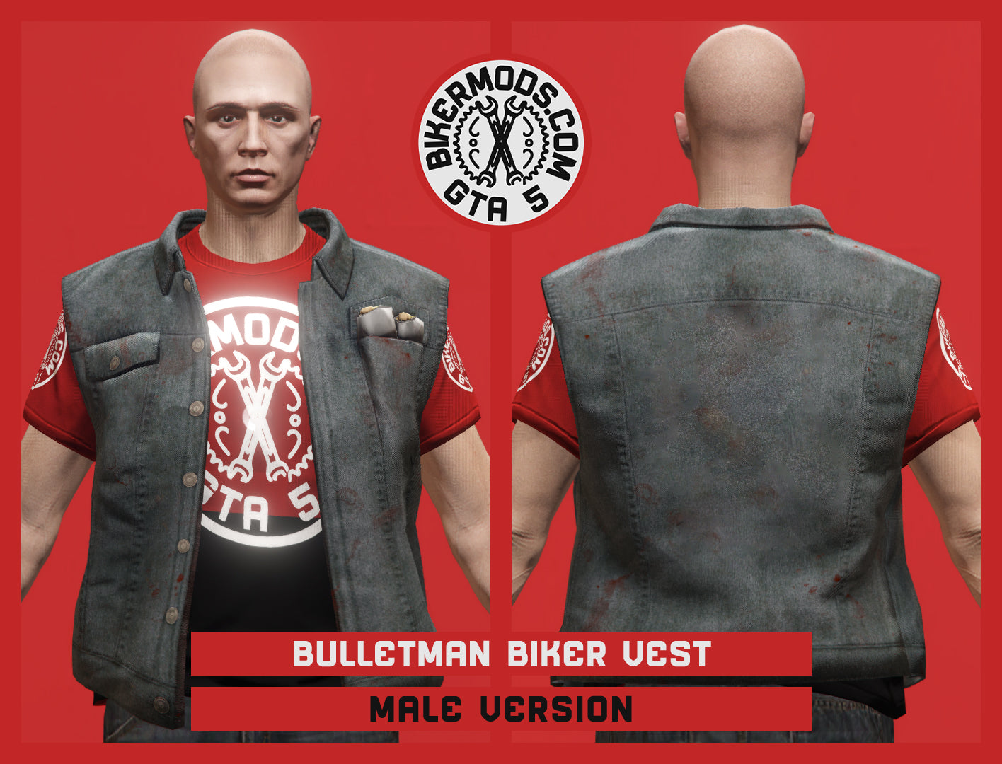 Bulletman Gray Biker Vest (Male)