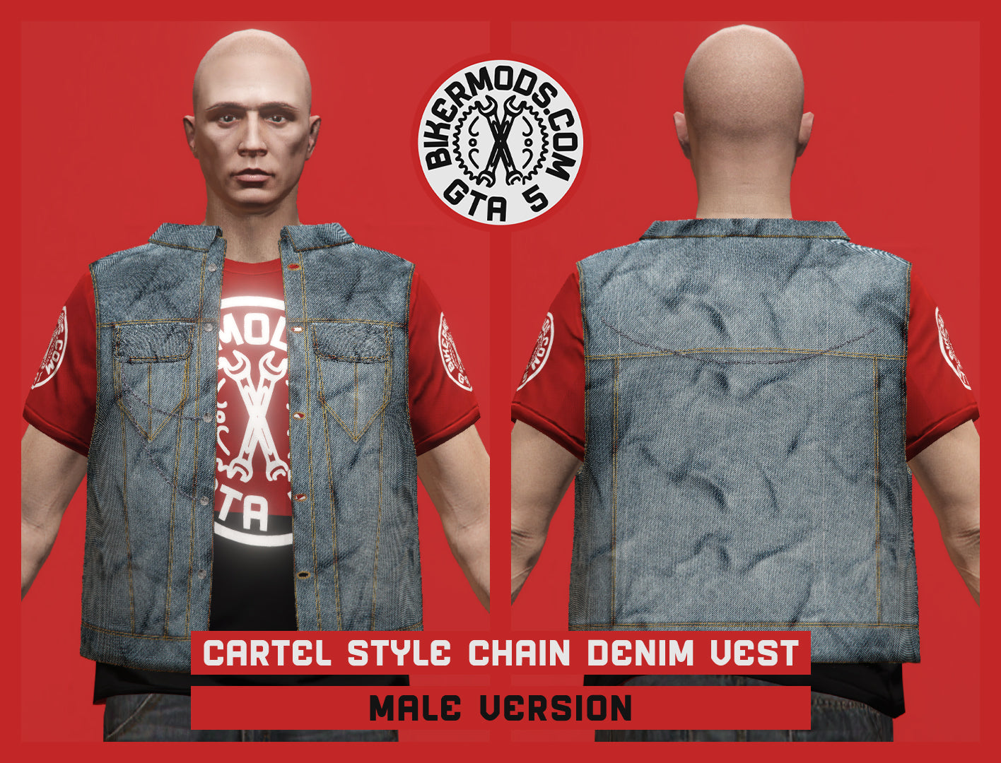 Cartel Style Chain Denim Vest (Male)