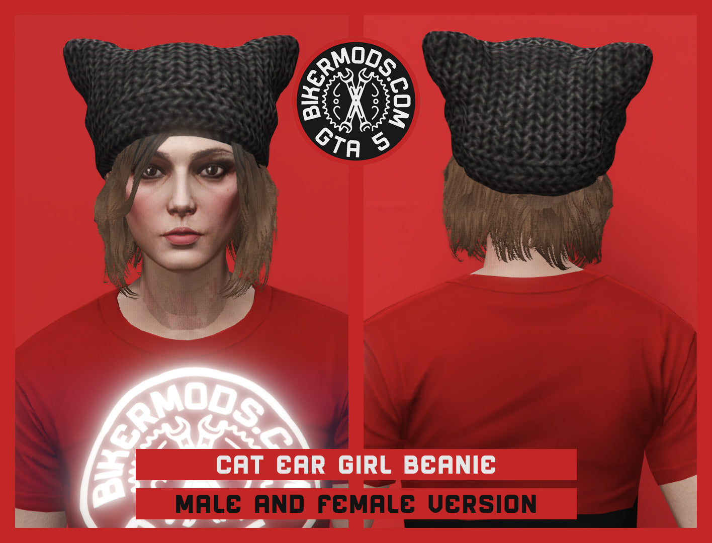 Cat Ear Girl Beanie (Black)