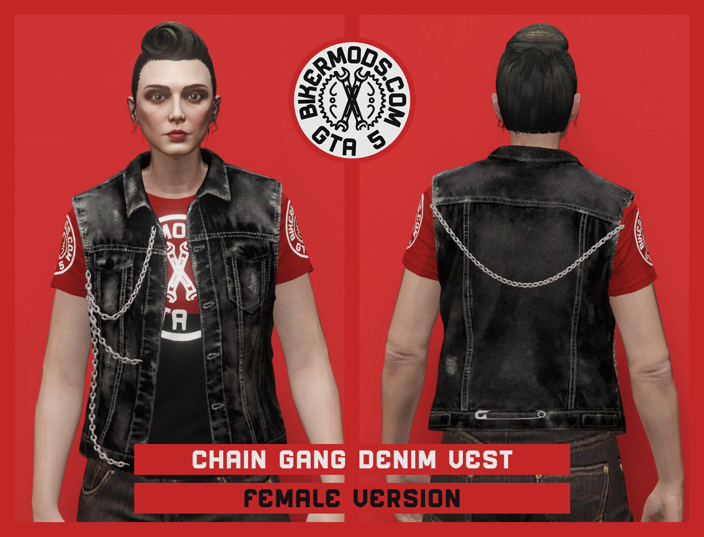 Chain Gang Black Denim Vest (Female)