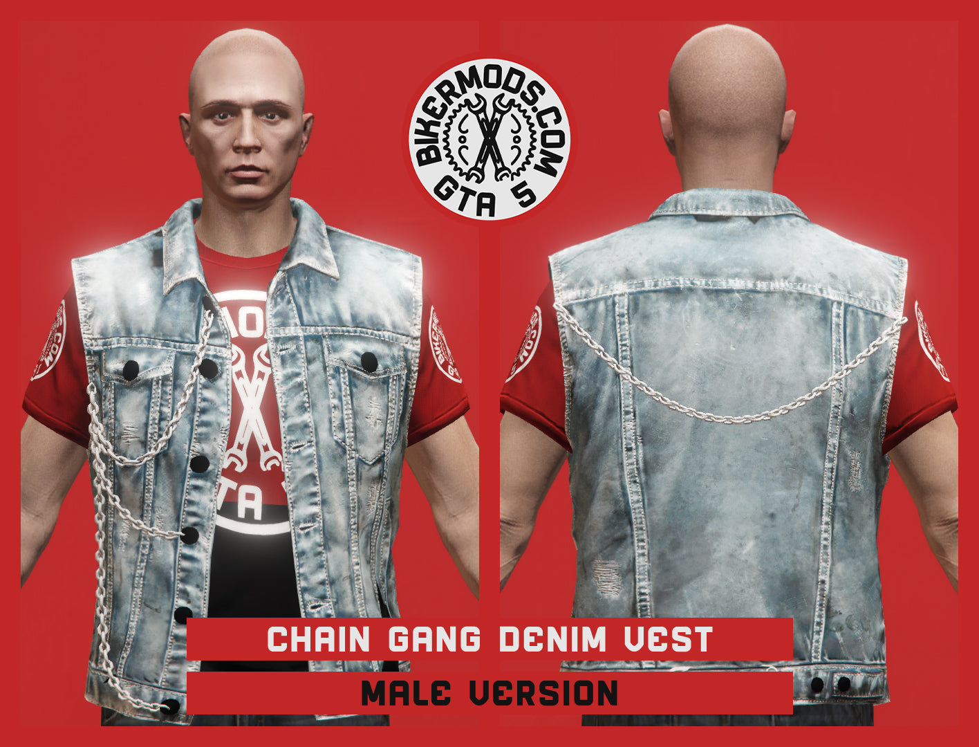 Chain Gang Light Blue Denim Vest (Male)