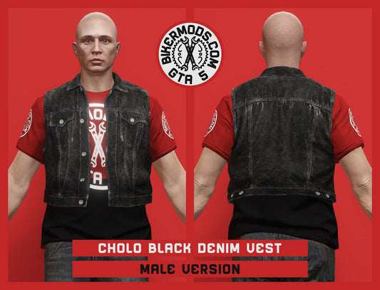 Cholo Black Denim Vest (Male) Shorty Style