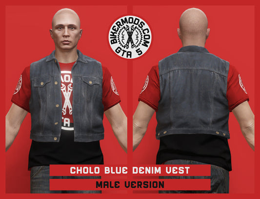 Cholo Blue Denim Vest (Male) Shorty Style