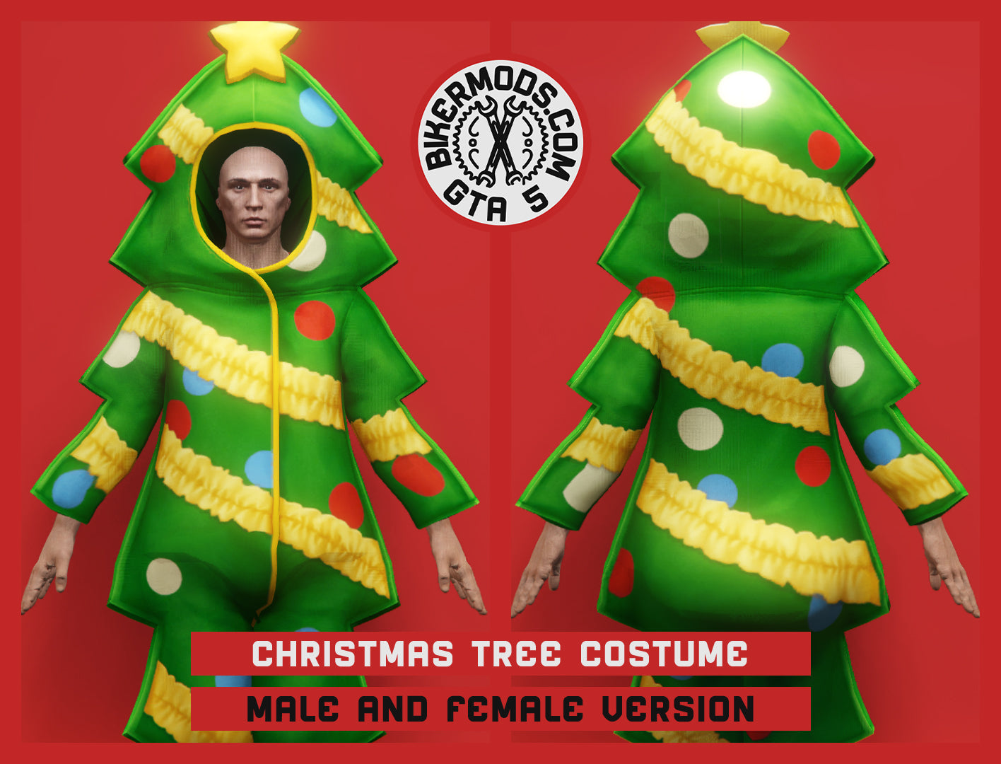 Christmas Xmas Tree Costume (Green with Gold Banner)