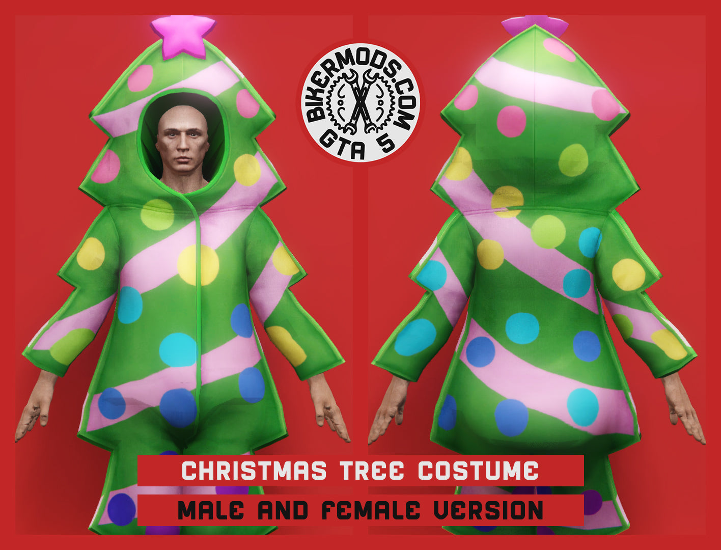 Christmas Xmas Tree Costume (Green with Pink Banner)