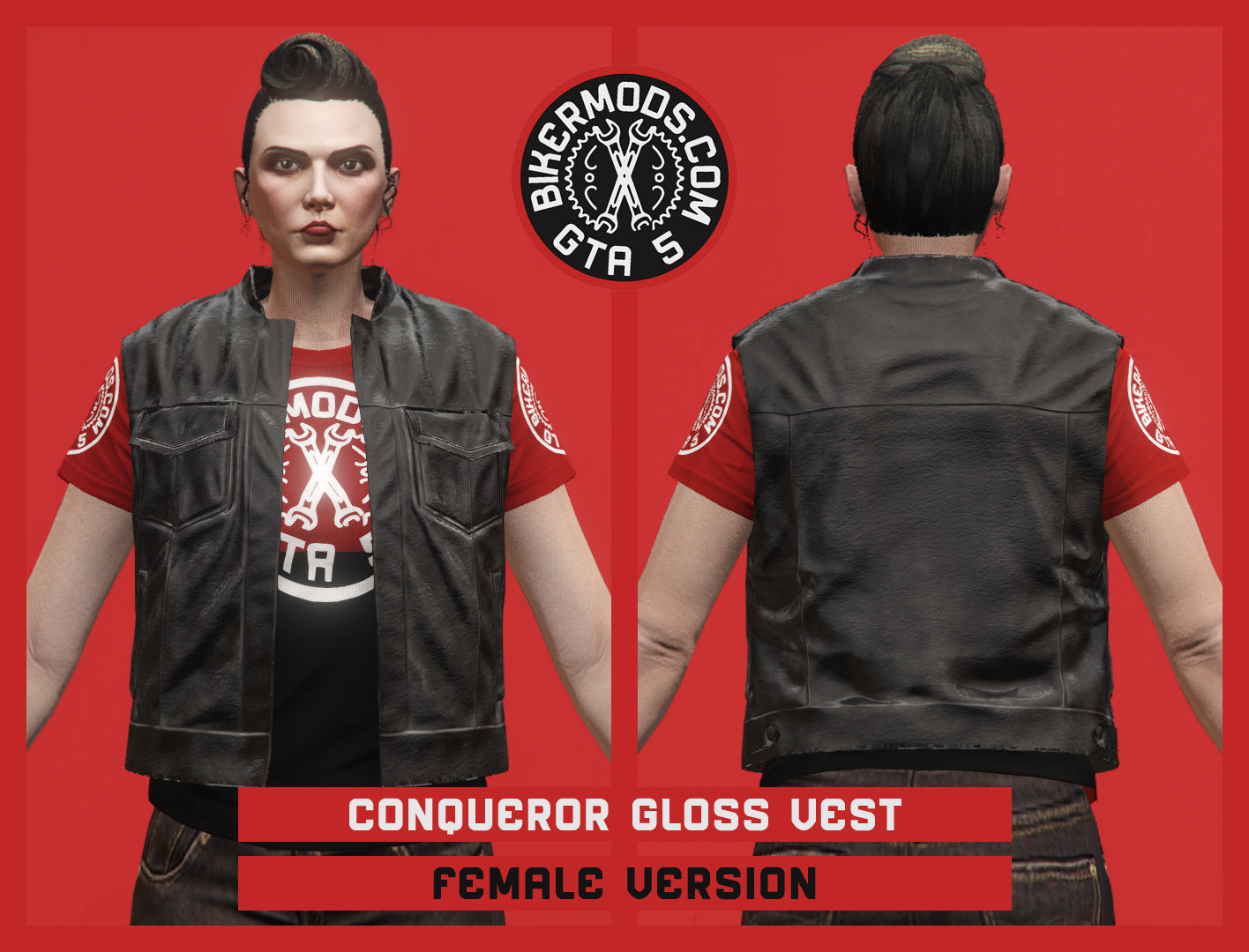 Conqueror Gloss Leather Biker Vest (Female)
