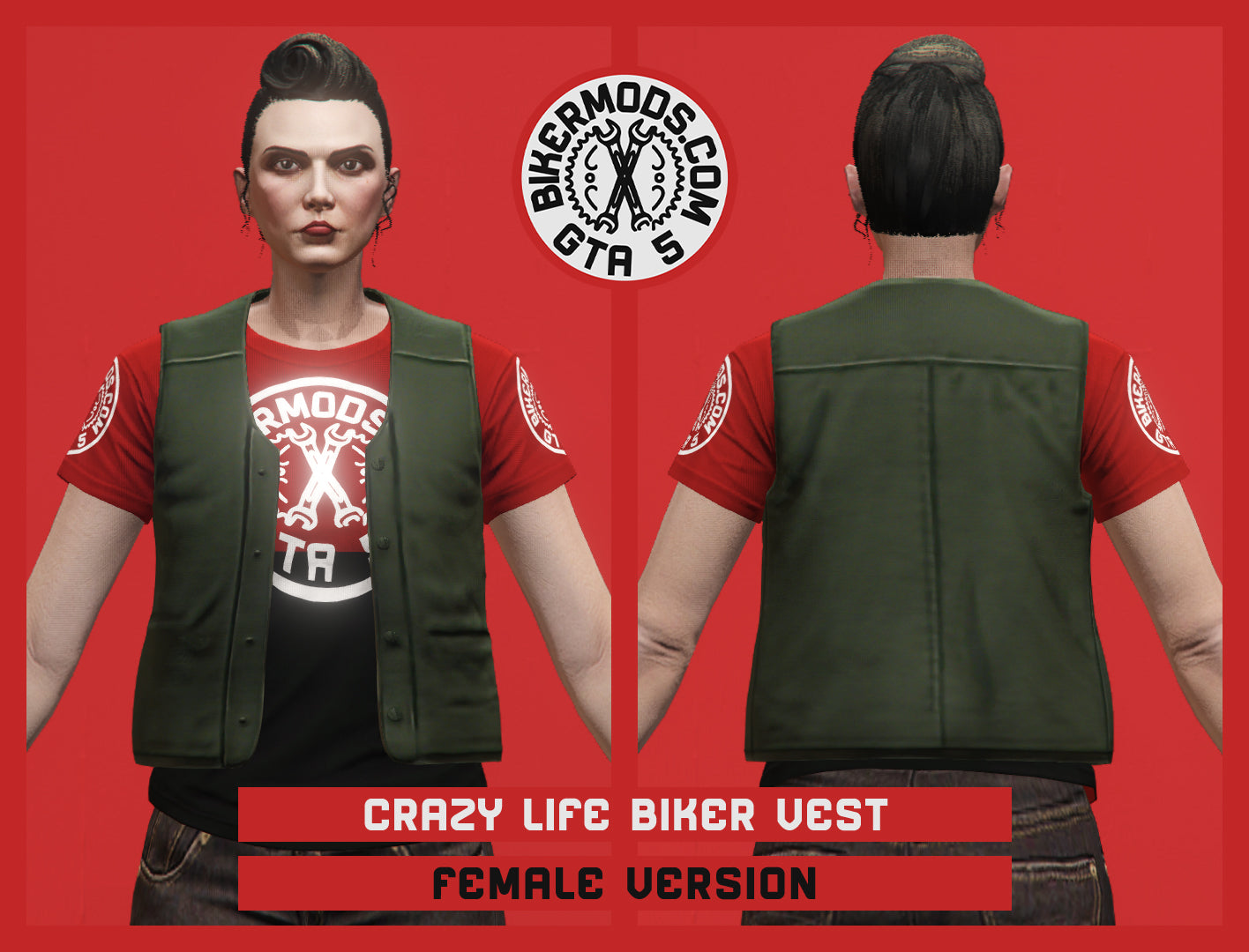 Crazy Life Green Biker Vest (Female)