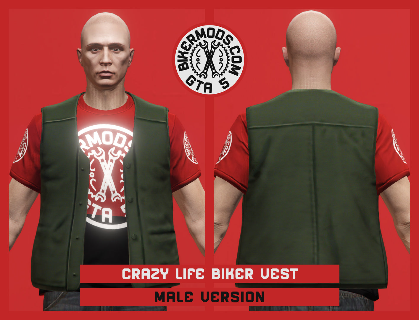 Crazy Life Green Biker Vest (Male)