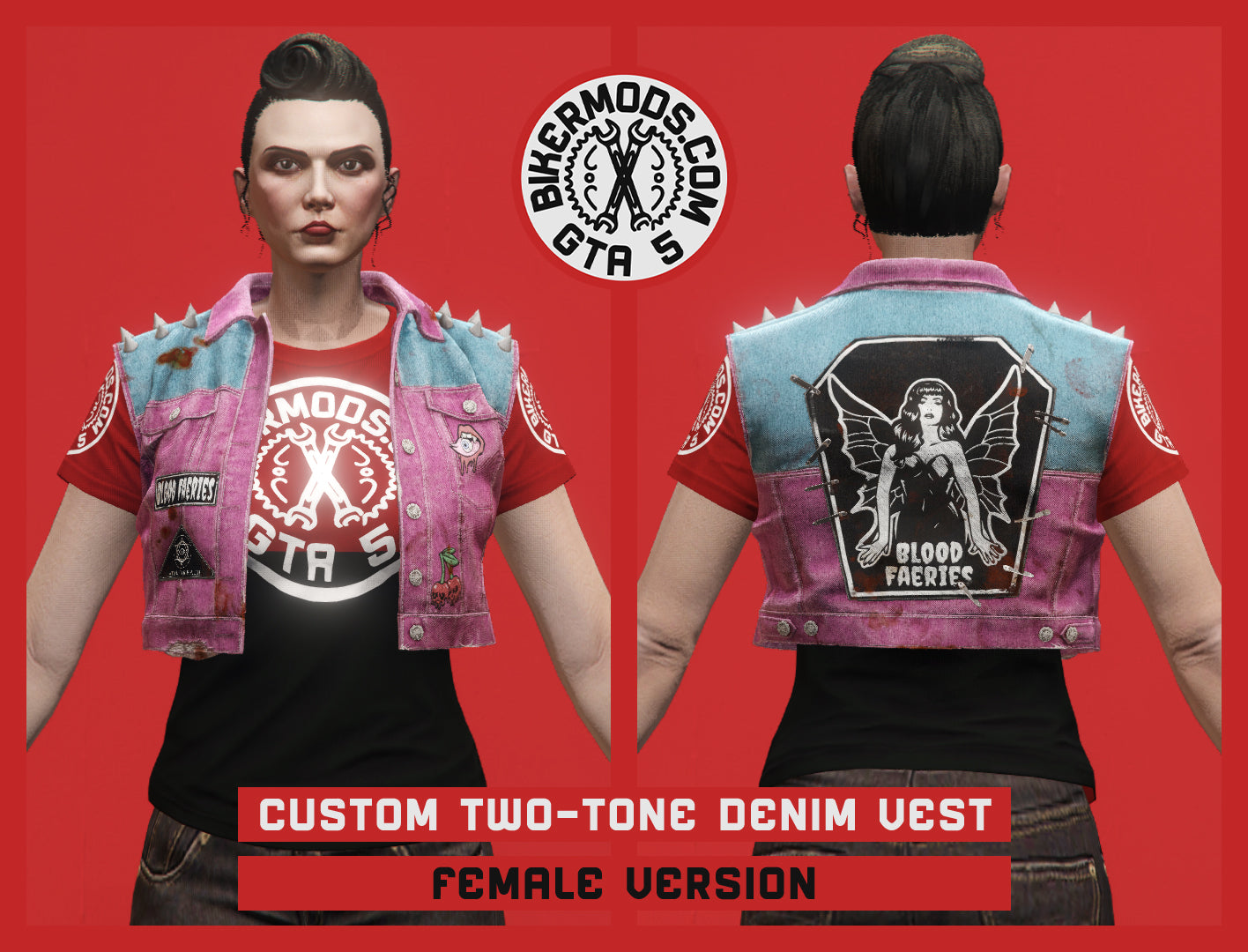 Custom Two-Tone Denim Vest (Female) Dead Island 2
