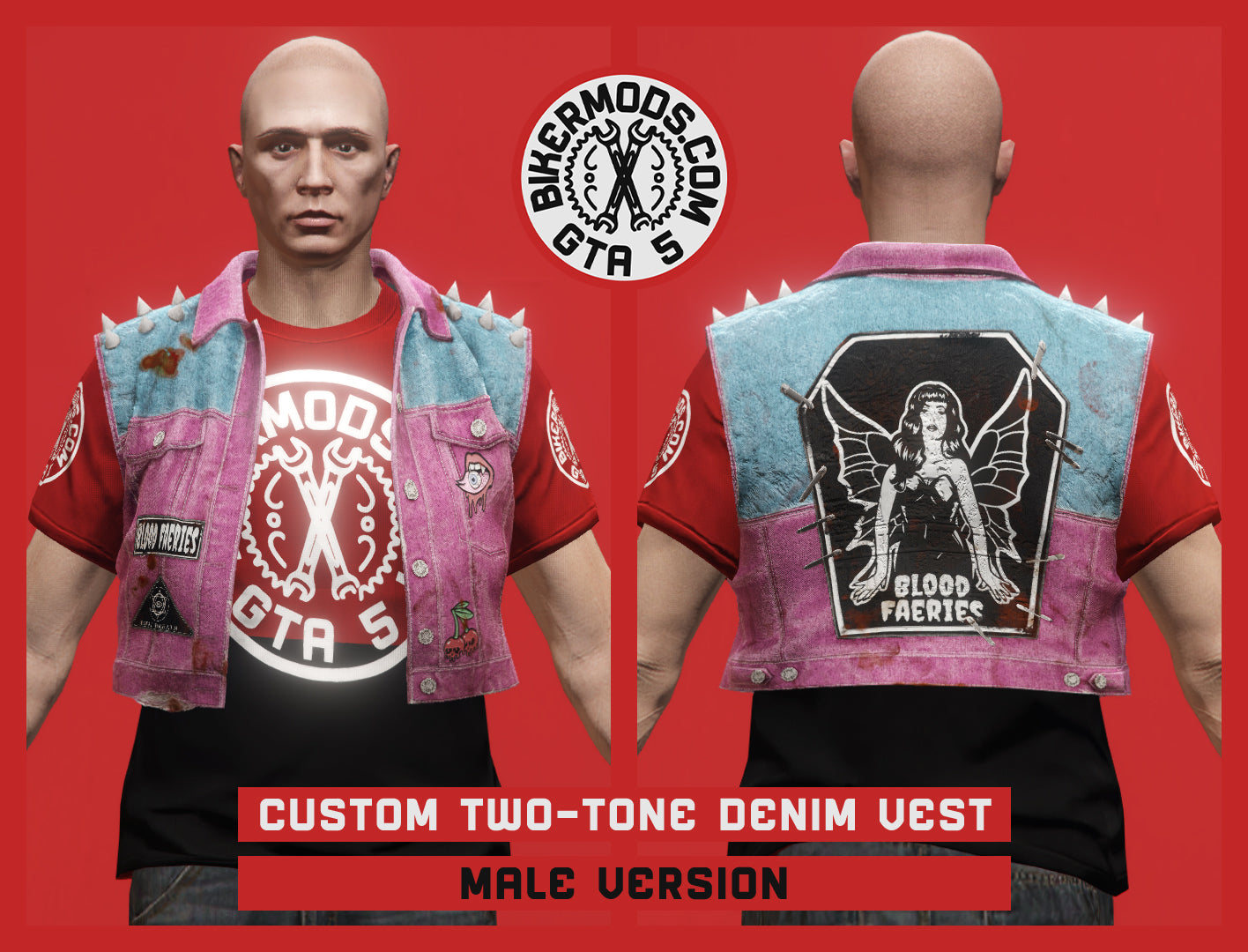 Custom Two-Tone Denim Vest (Male) Dead Island 2