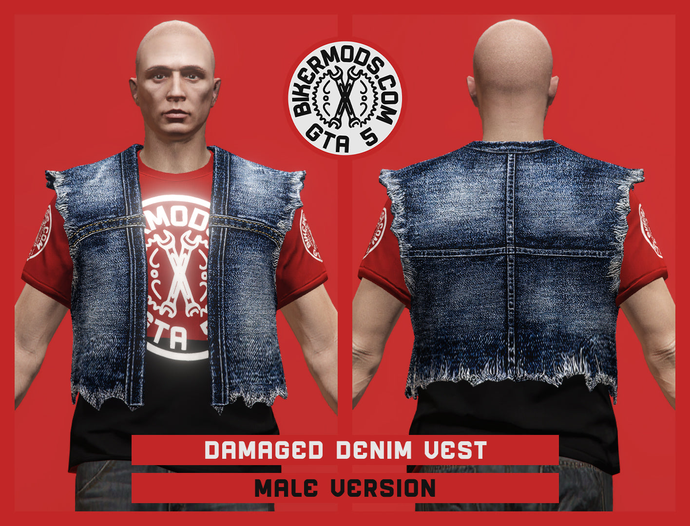 Damaged Blue Denim Vest (Male)